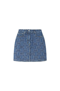 Kenzo Weave Mini Skirt - Medium Stone Blue Denim