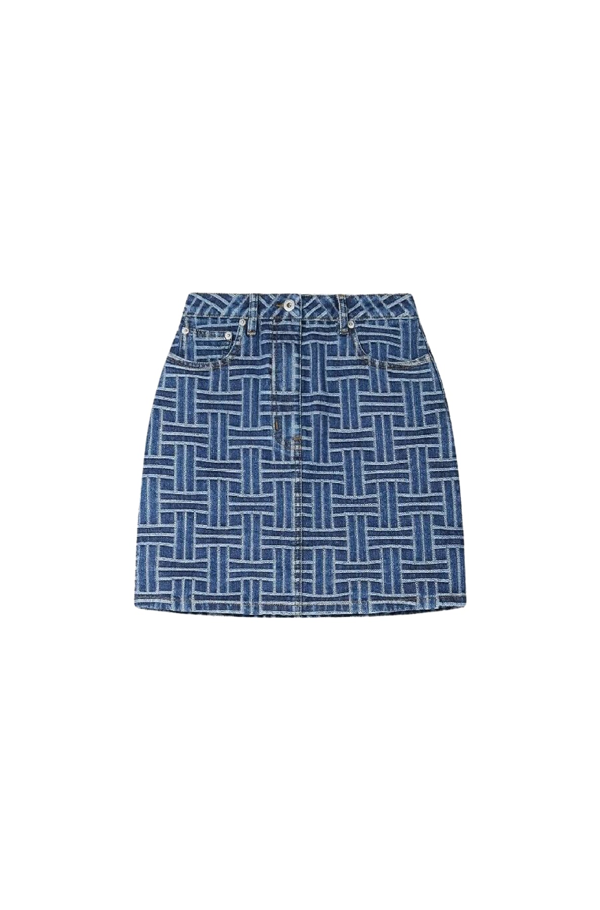 Kenzo Weave Mini Skirt - Medium Stone Blue Denim