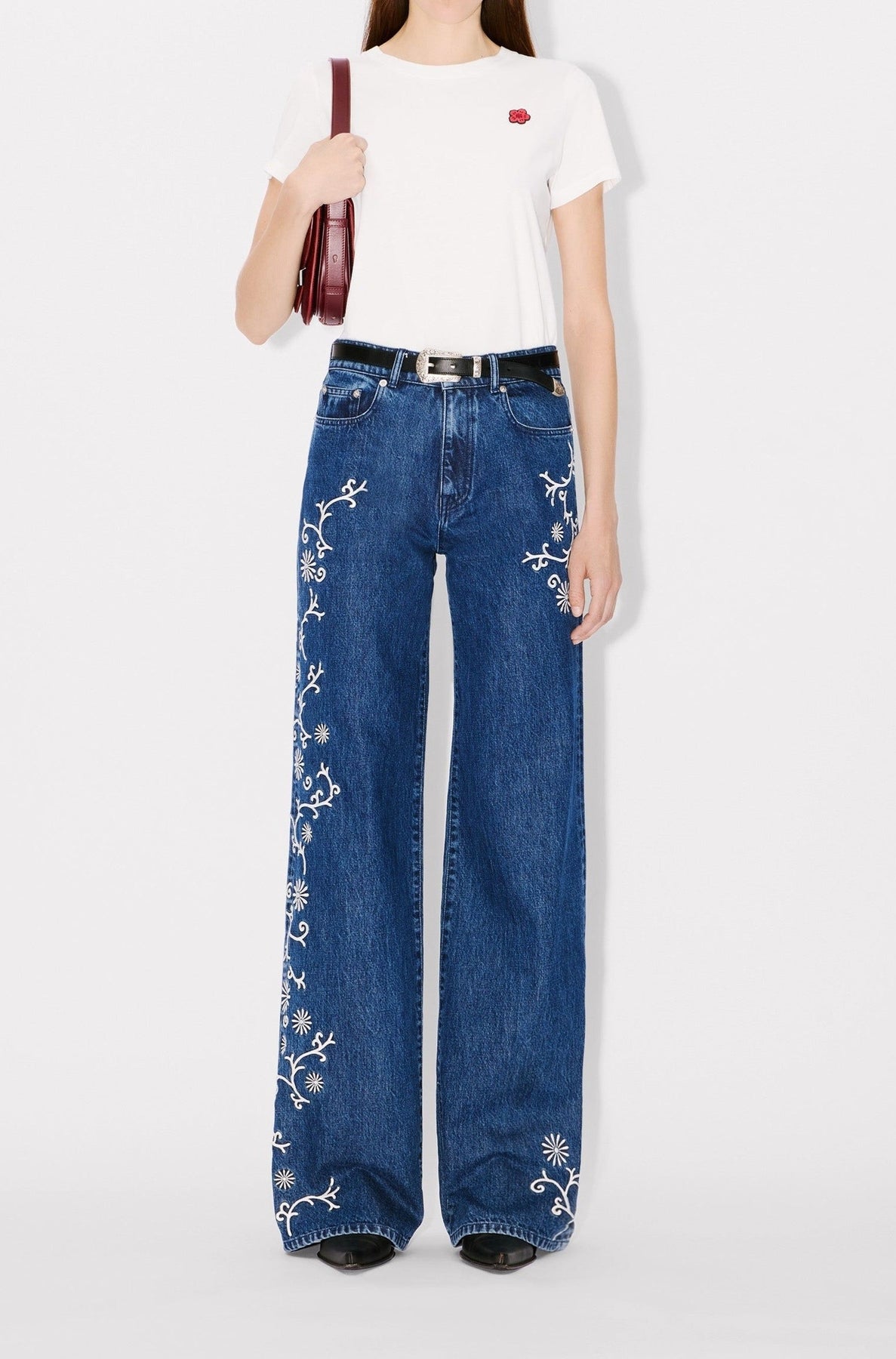Jean Ayame large brodé Kenzo Marguerite - Medium Stone Blue Denim