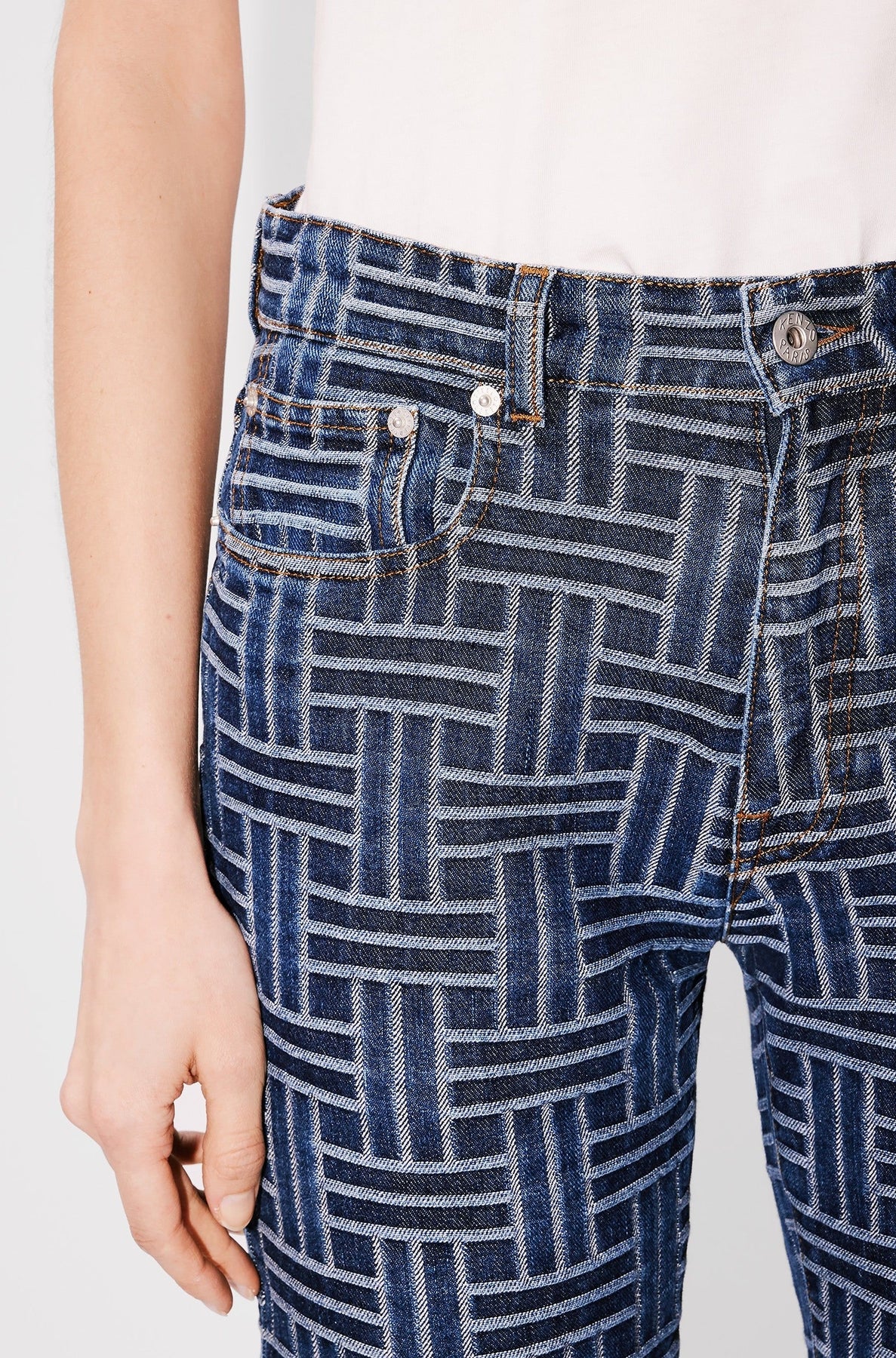 Jean Bara court Kenzo Weave - Medium Stone Blue Denim