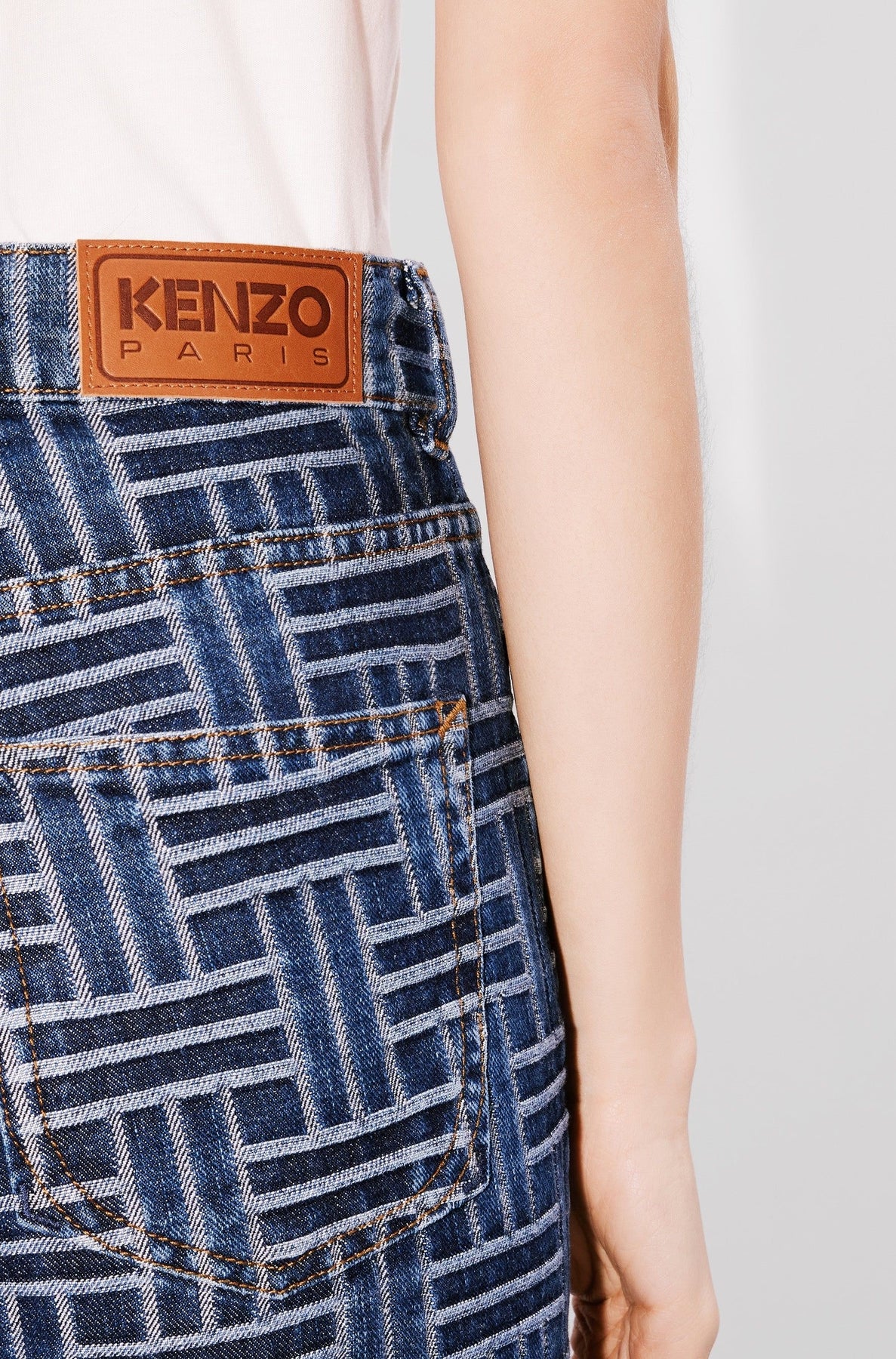 Jean Bara court Kenzo Weave - Medium Stone Blue Denim