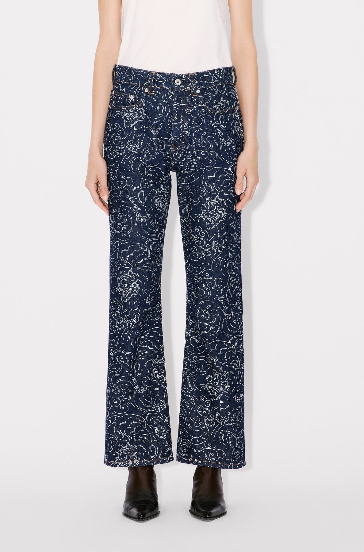 Jean Bara court Kenzo Star Tiger - Rinse Blue Denim
