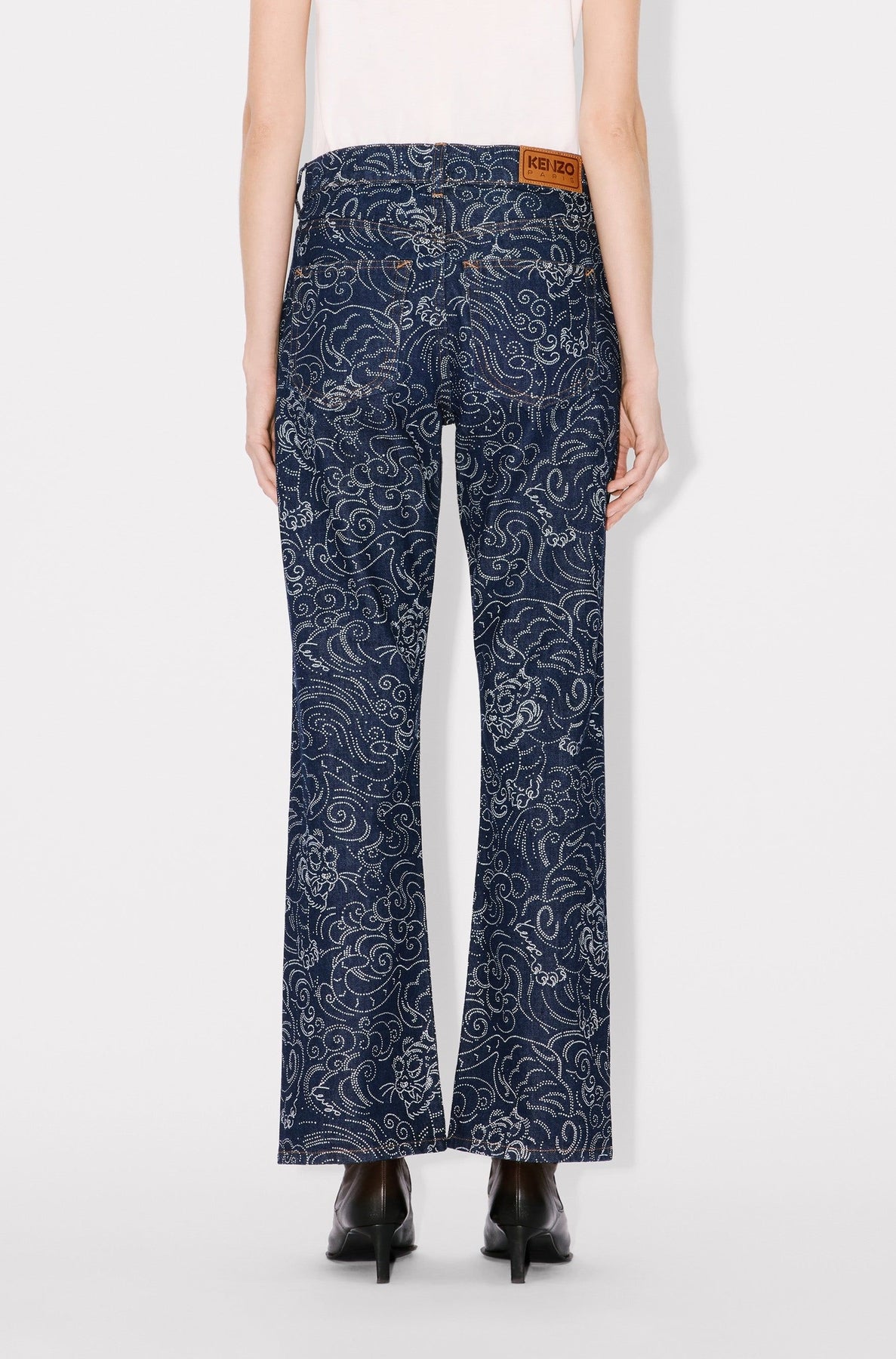 Jean Bara court Kenzo Star Tiger - Rinse Blue Denim