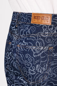 Jean Bara court Kenzo Star Tiger - Rinse Blue Denim