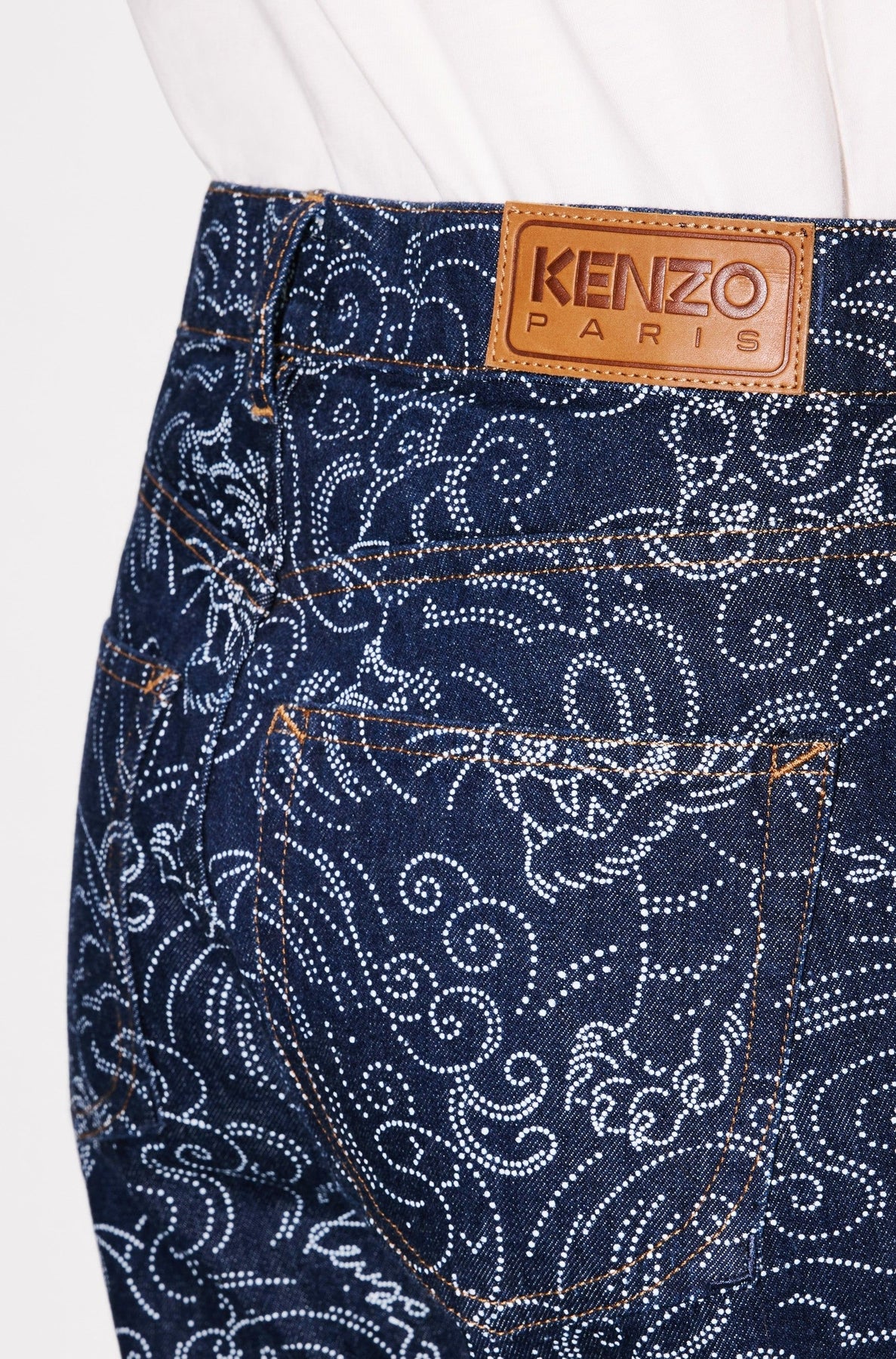 Jean Bara court Kenzo Star Tiger - Rinse Blue Denim