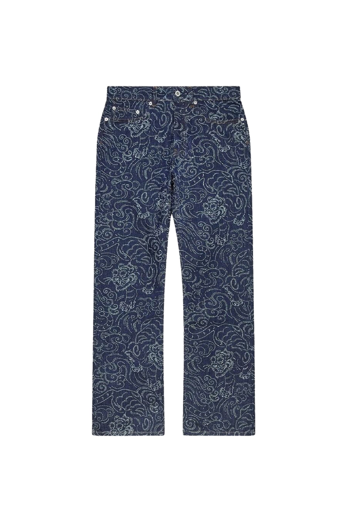 Jean Bara court Kenzo Star Tiger - Rinse Blue Denim