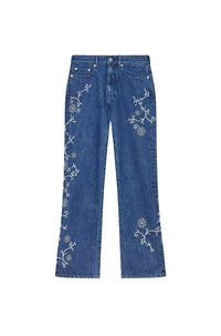 Jean Bara court brodé Kenzo Marguerite - Medium Stone Blue Denim