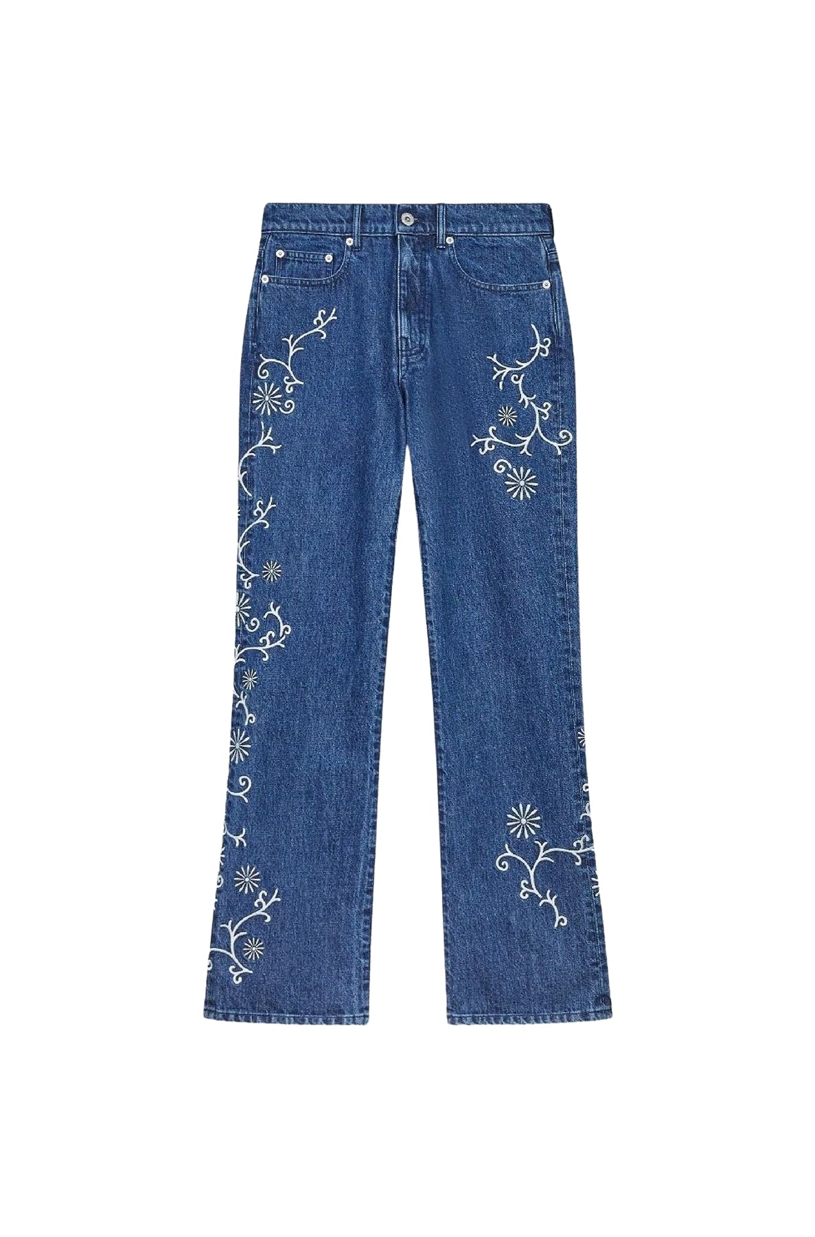 Jean Bara court brodé Kenzo Marguerite - Medium Stone Blue Denim
