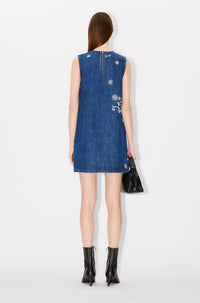 Robe courte brodée Kenzo Marguerite - Medium Stone Blue Denim