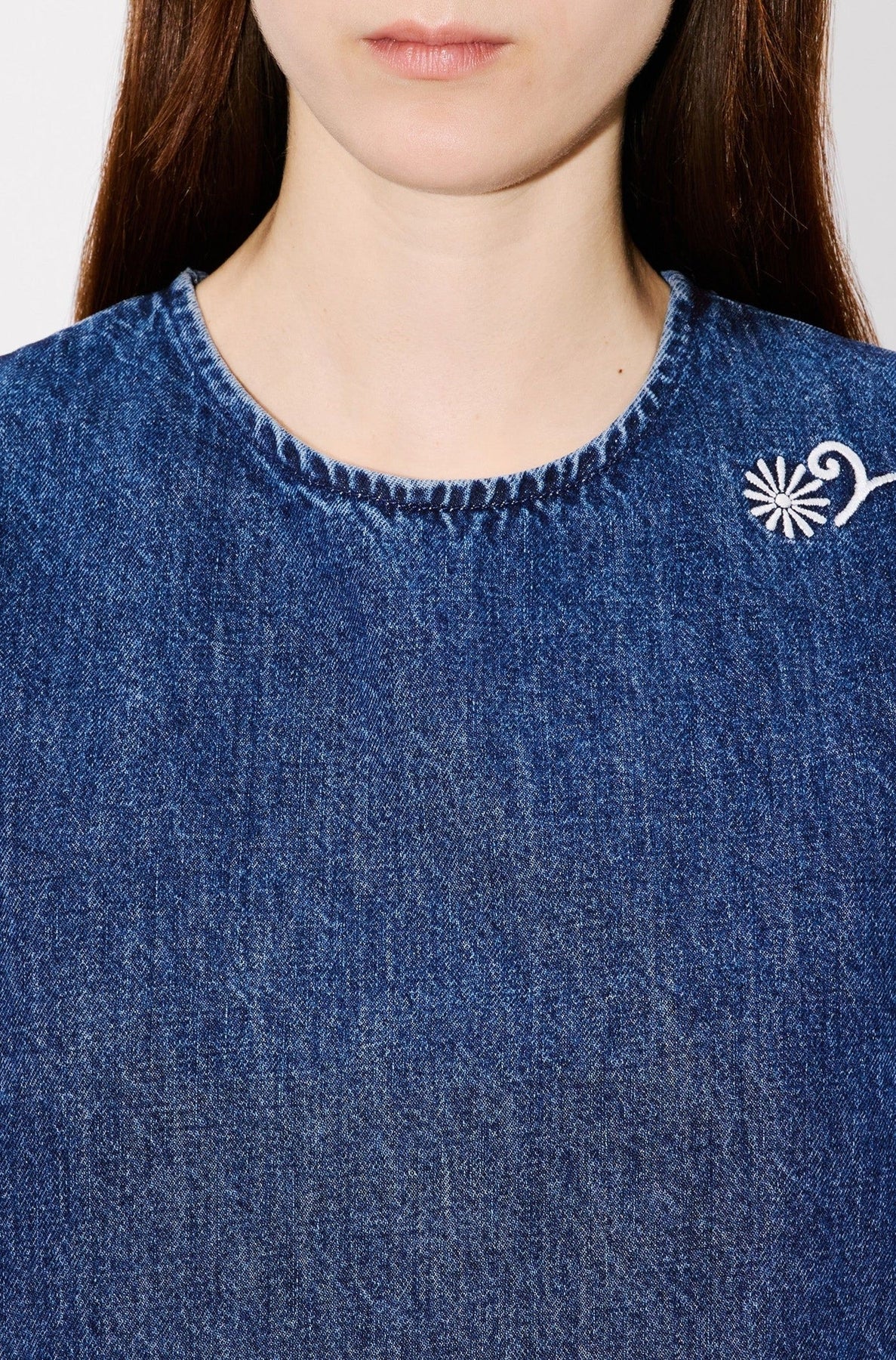 Robe courte brodée Kenzo Marguerite - Medium Stone Blue Denim