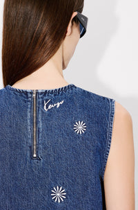 Robe courte brodée Kenzo Marguerite - Medium Stone Blue Denim