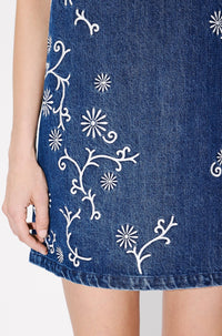 Robe courte brodée Kenzo Marguerite - Medium Stone Blue Denim