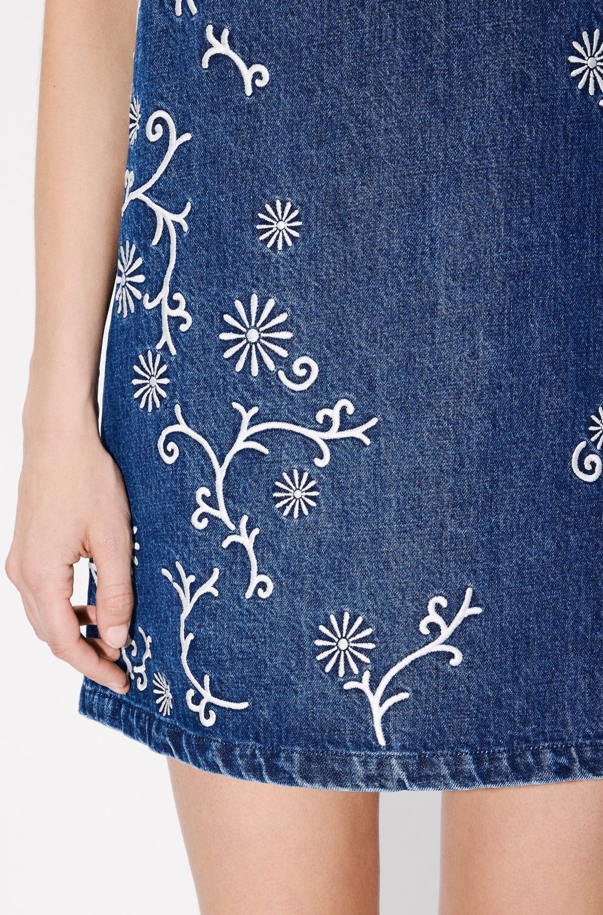 Robe courte brodée Kenzo Marguerite - Medium Stone Blue Denim