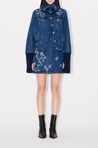 Kenzo Marguerite ribbed trucker jacket - Medium Stone Blue Denim