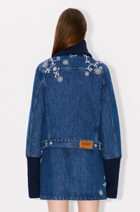 Kenzo Marguerite ribbed trucker jacket - Medium Stone Blue Denim