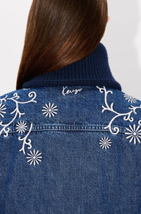 Kenzo Marguerite ribbed trucker jacket - Medium Stone Blue Denim