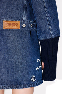 Kenzo Marguerite ribbed trucker jacket - Medium Stone Blue Denim