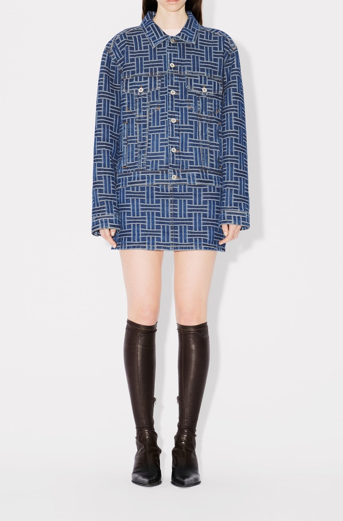 Kenzo Weave Trucker Jacket - Medium Stone Blue Denim