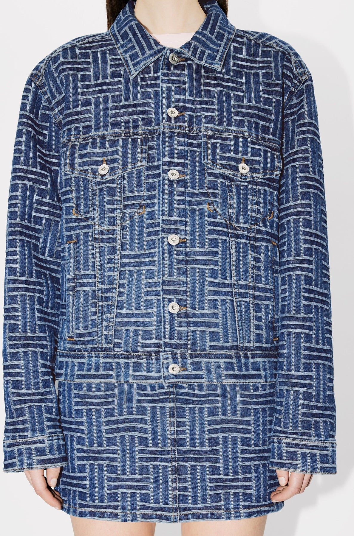 Kenzo Weave Trucker Jacket - Medium Stone Blue Denim