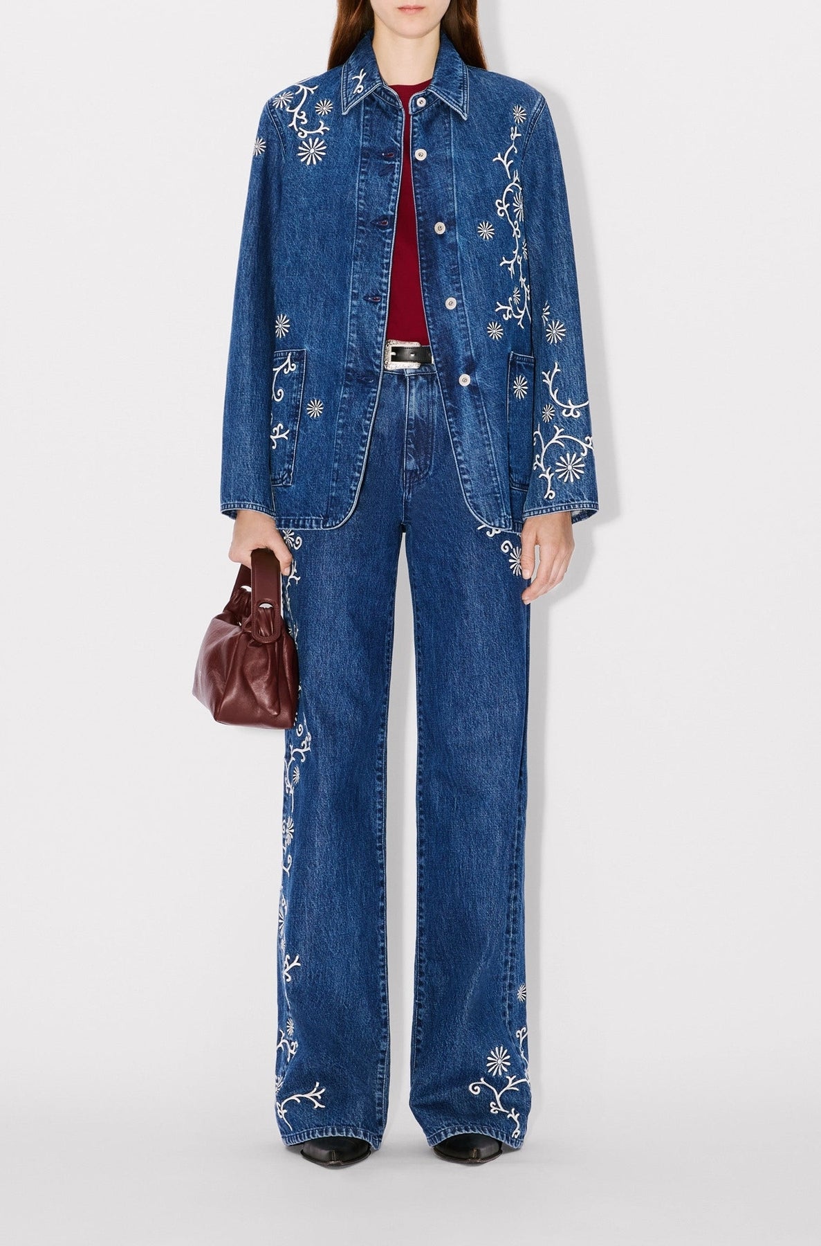 Kenzo Marguerite embroidered workwear jacket - Medium Stone Blue Denim