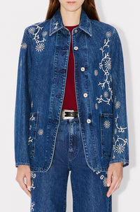 Kenzo Marguerite embroidered workwear jacket - Medium Stone Blue Denim