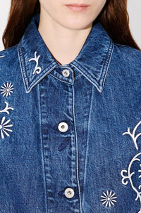 Kenzo Marguerite embroidered workwear jacket - Medium Stone Blue Denim
