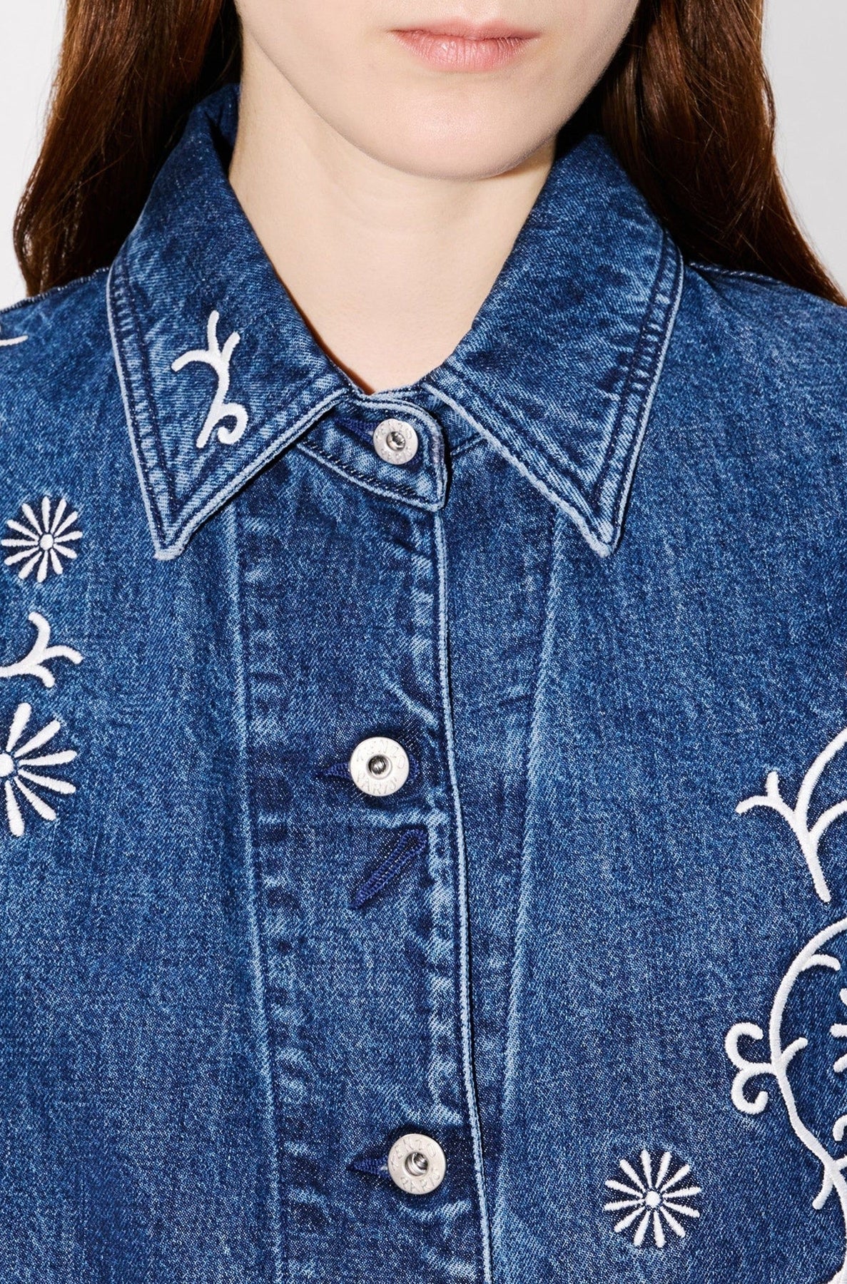 Kenzo Marguerite embroidered workwear jacket - Medium Stone Blue Denim