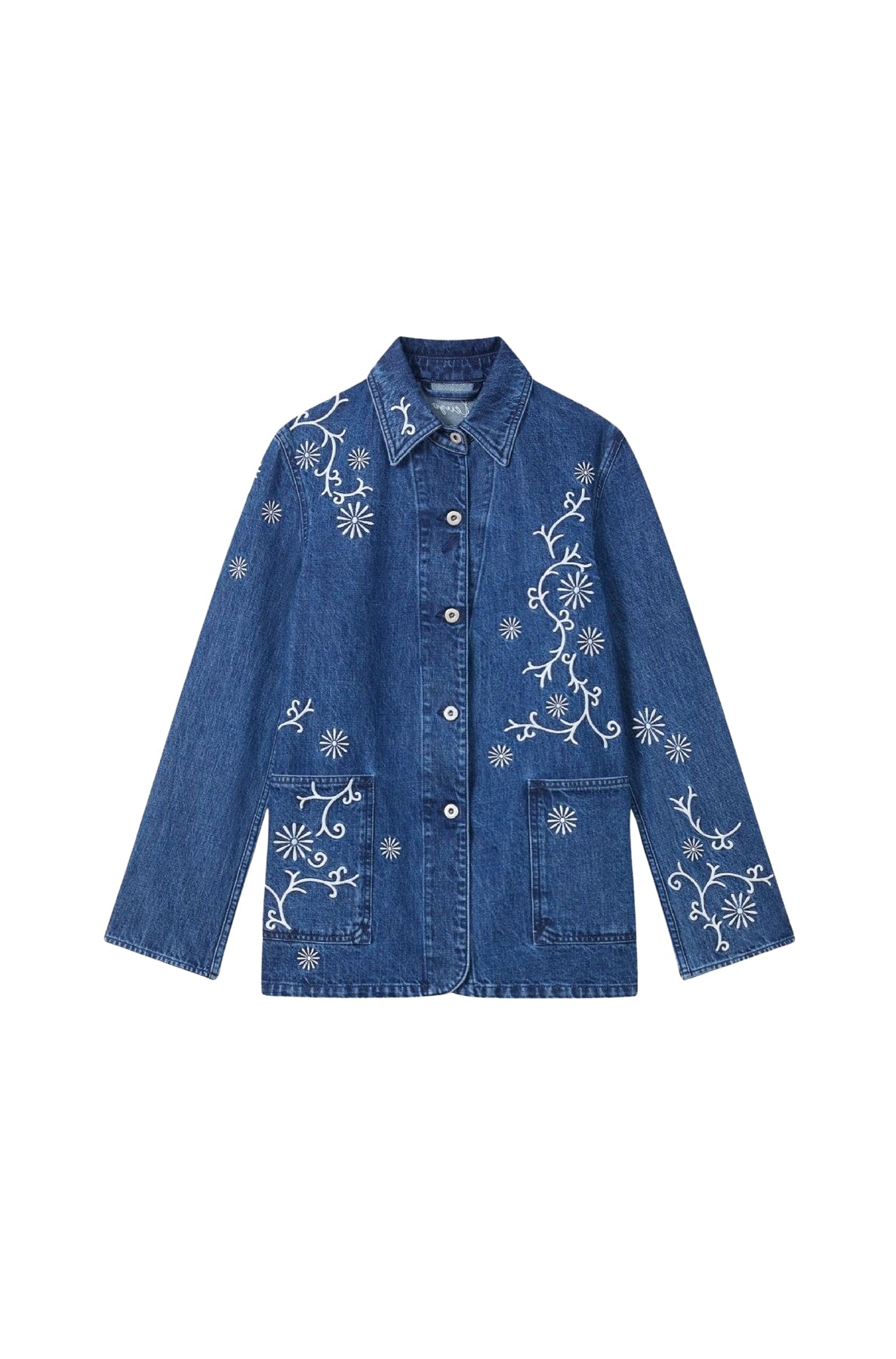 Kenzo Marguerite embroidered workwear jacket - Medium Stone Blue Denim