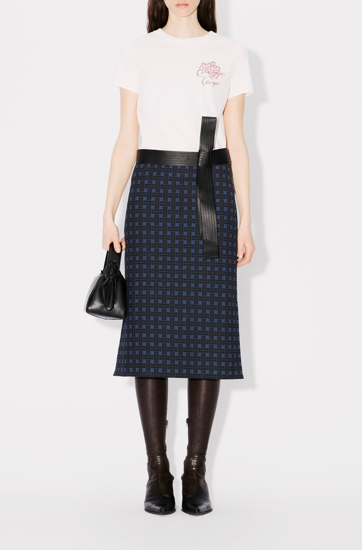 Kenzo Weave midi skirt - Midnight Blue