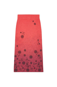 Kenzo Marguerite embroidered skirt in wool - Cherry