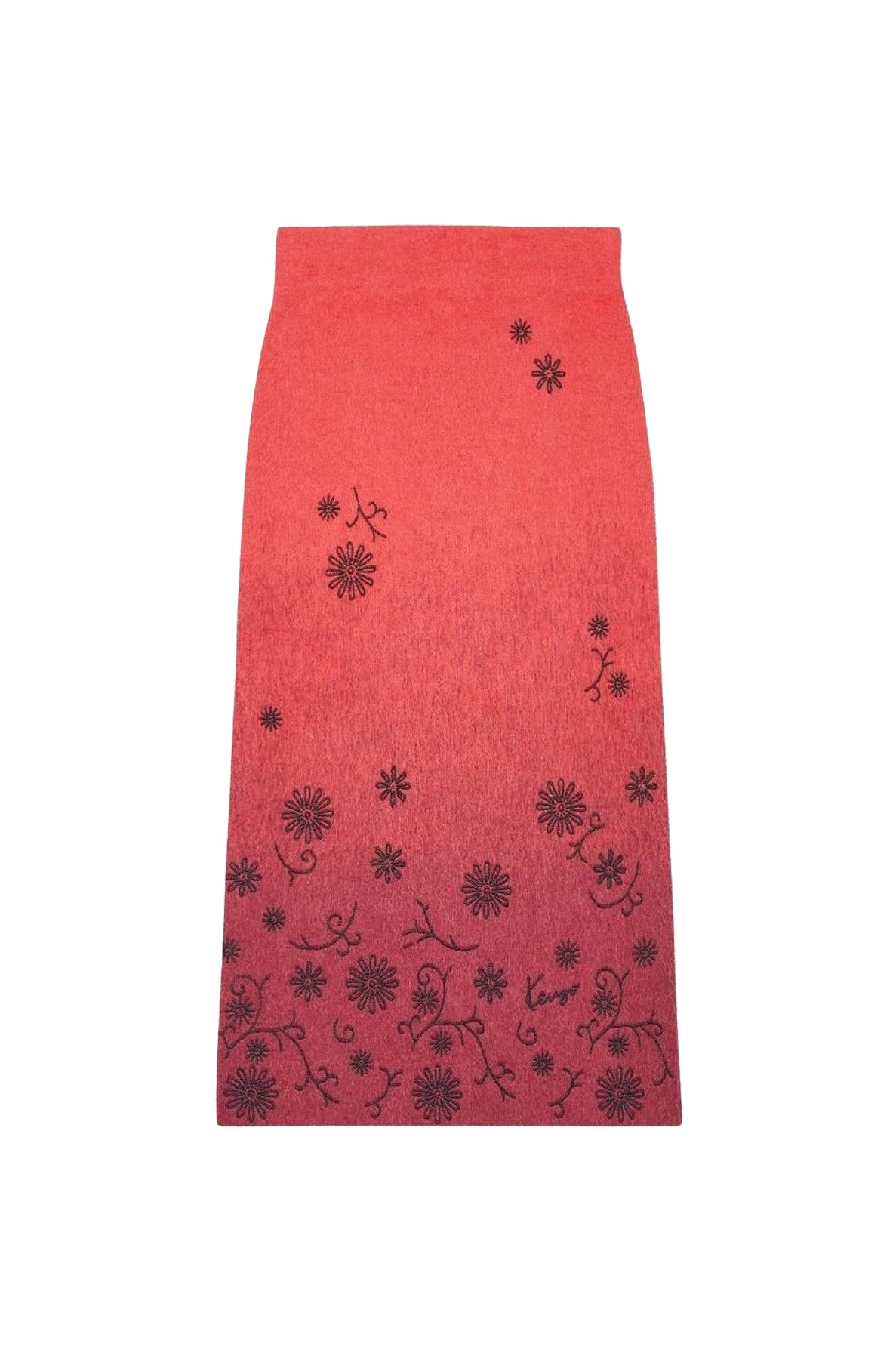 Kenzo Marguerite embroidered skirt in wool - Cherry