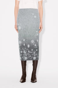 Kenzo Marguerite embroidered skirt in wool - Stone Grey