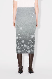 Kenzo Marguerite embroidered skirt in wool - Stone Grey