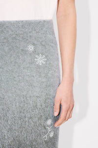 Kenzo Marguerite embroidered skirt in wool - Stone Grey