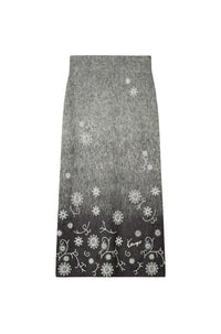 Kenzo Marguerite embroidered skirt in wool - Stone Grey