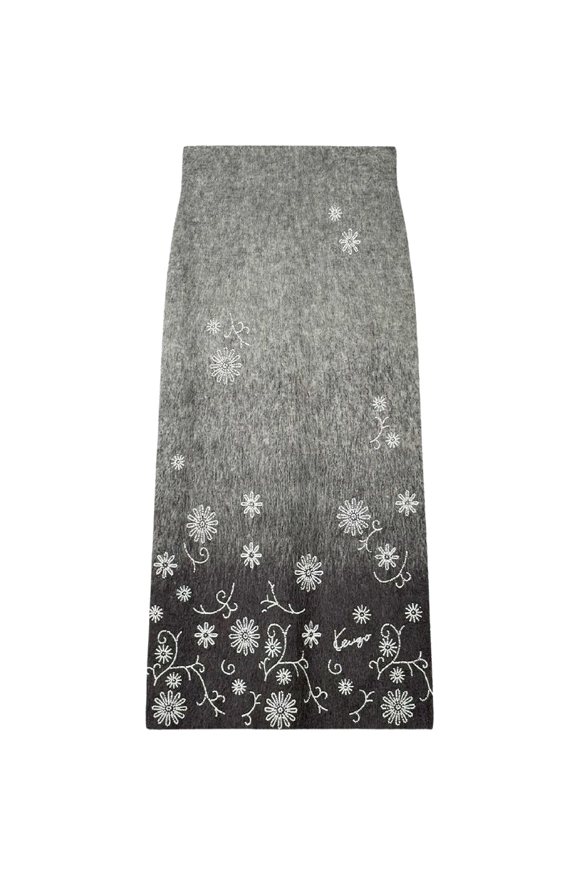 Kenzo Marguerite embroidered skirt in wool - Stone Grey