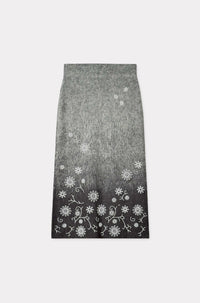 Kenzo Marguerite embroidered skirt in wool - Stone Grey