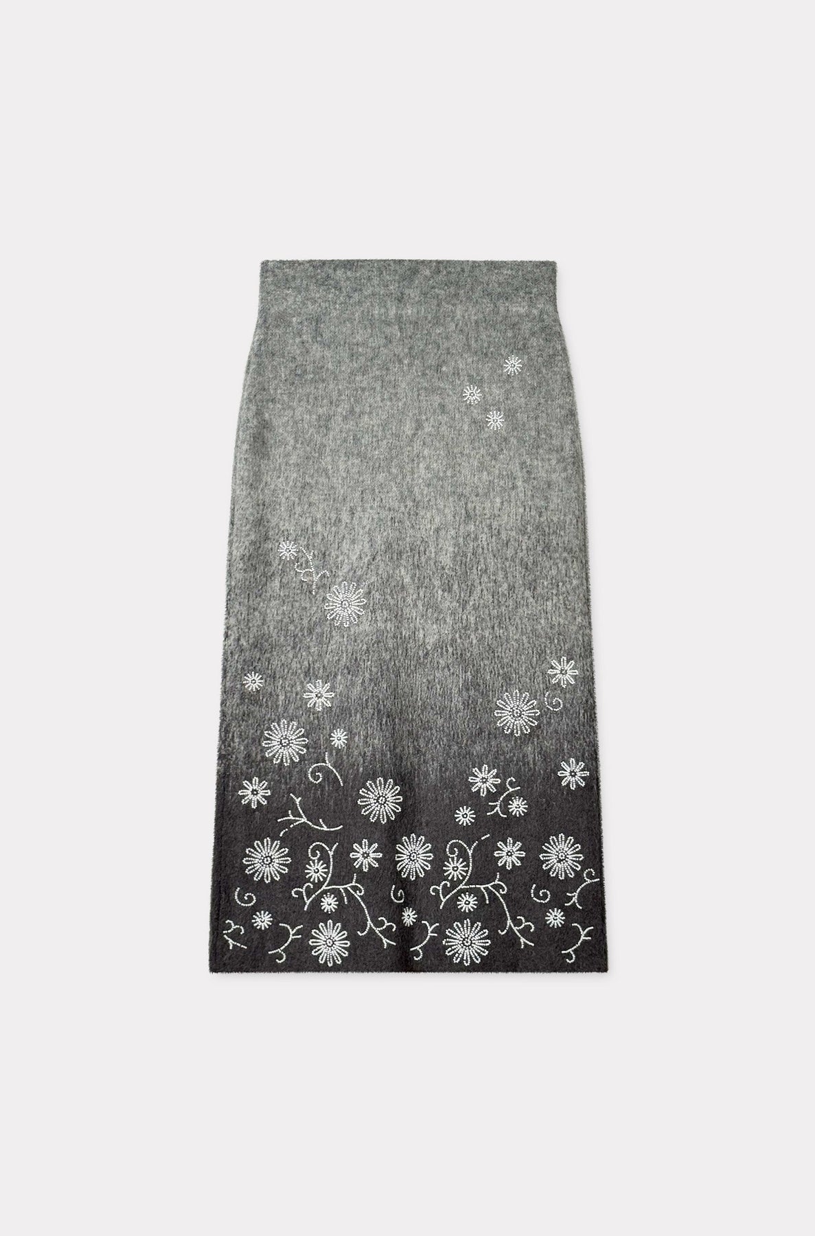 Kenzo Marguerite embroidered skirt in wool - Stone Grey