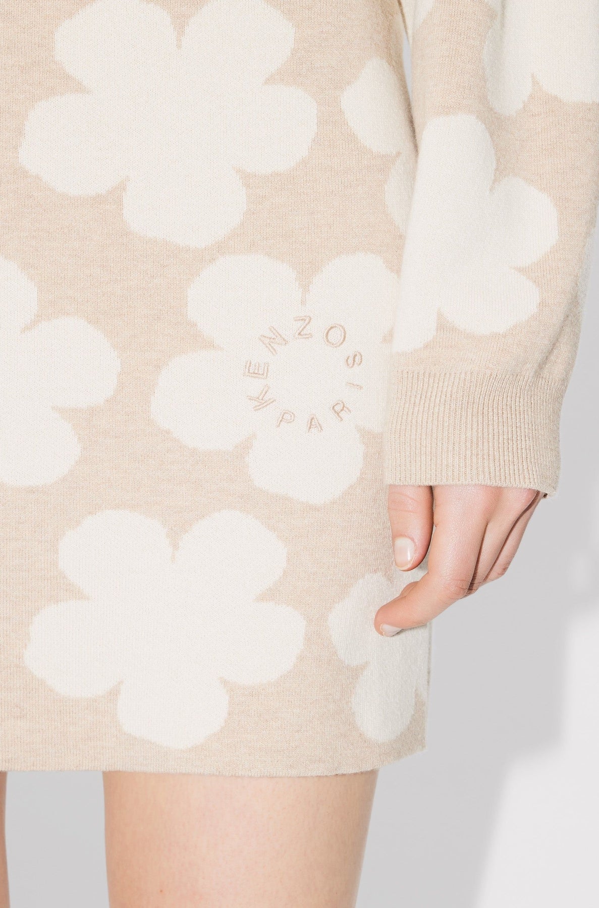 Hana Dots embroidered wool miniskirt - Beige