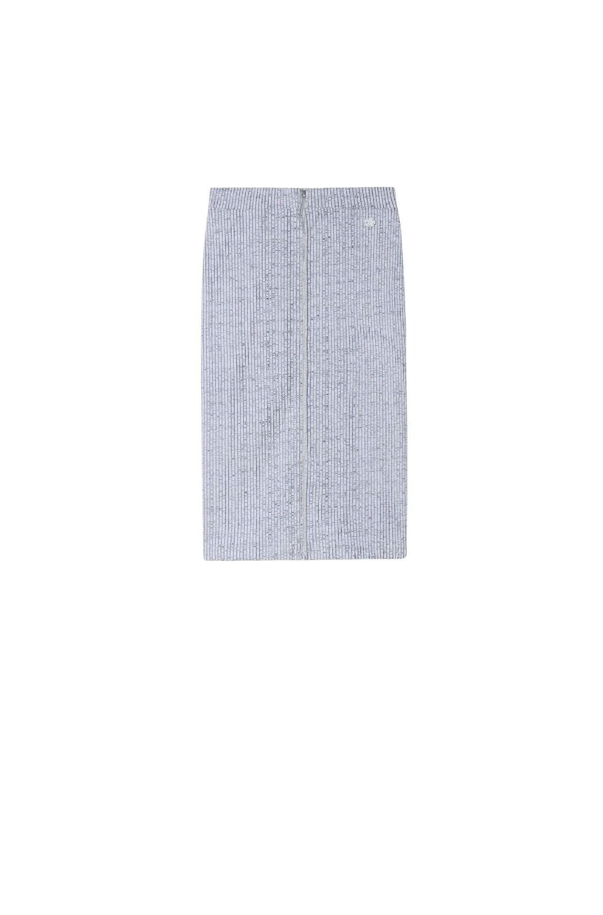 Bicolor Rib Full Zip Skirt