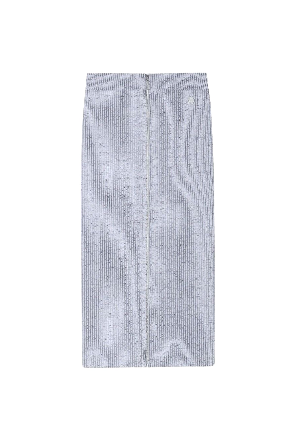 Ribbed zip skirt - White
