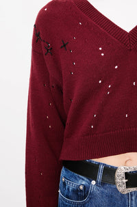 Kenzo Constellation embroidered short jumper - Bordeaux