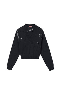 Kenzo Constellation Embroidered Cropped Sweater - Black