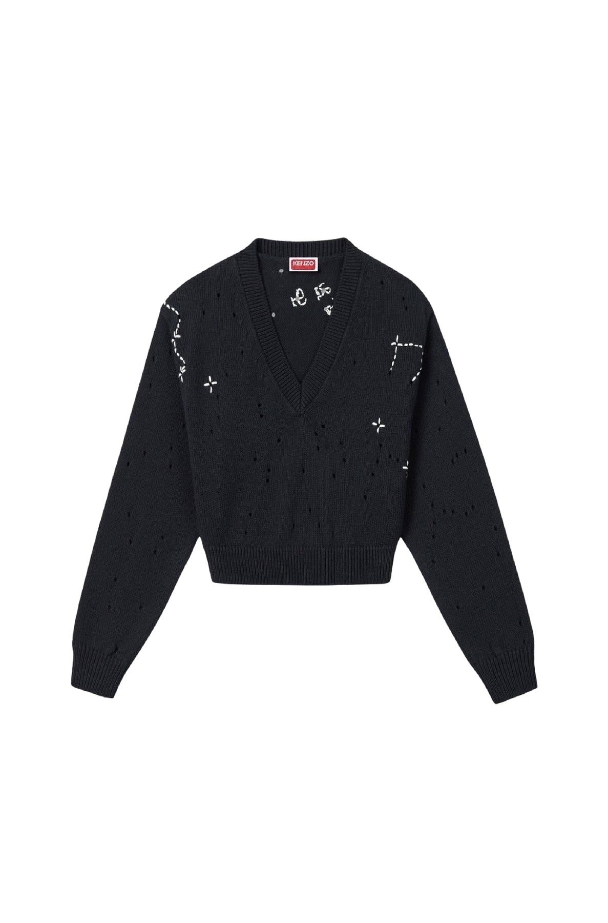 Kenzo Constellation Embroidered Cropped Sweater - Black
