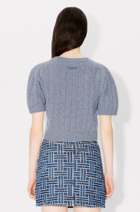 Wool embroidered ribbed jumper - Middle Grey