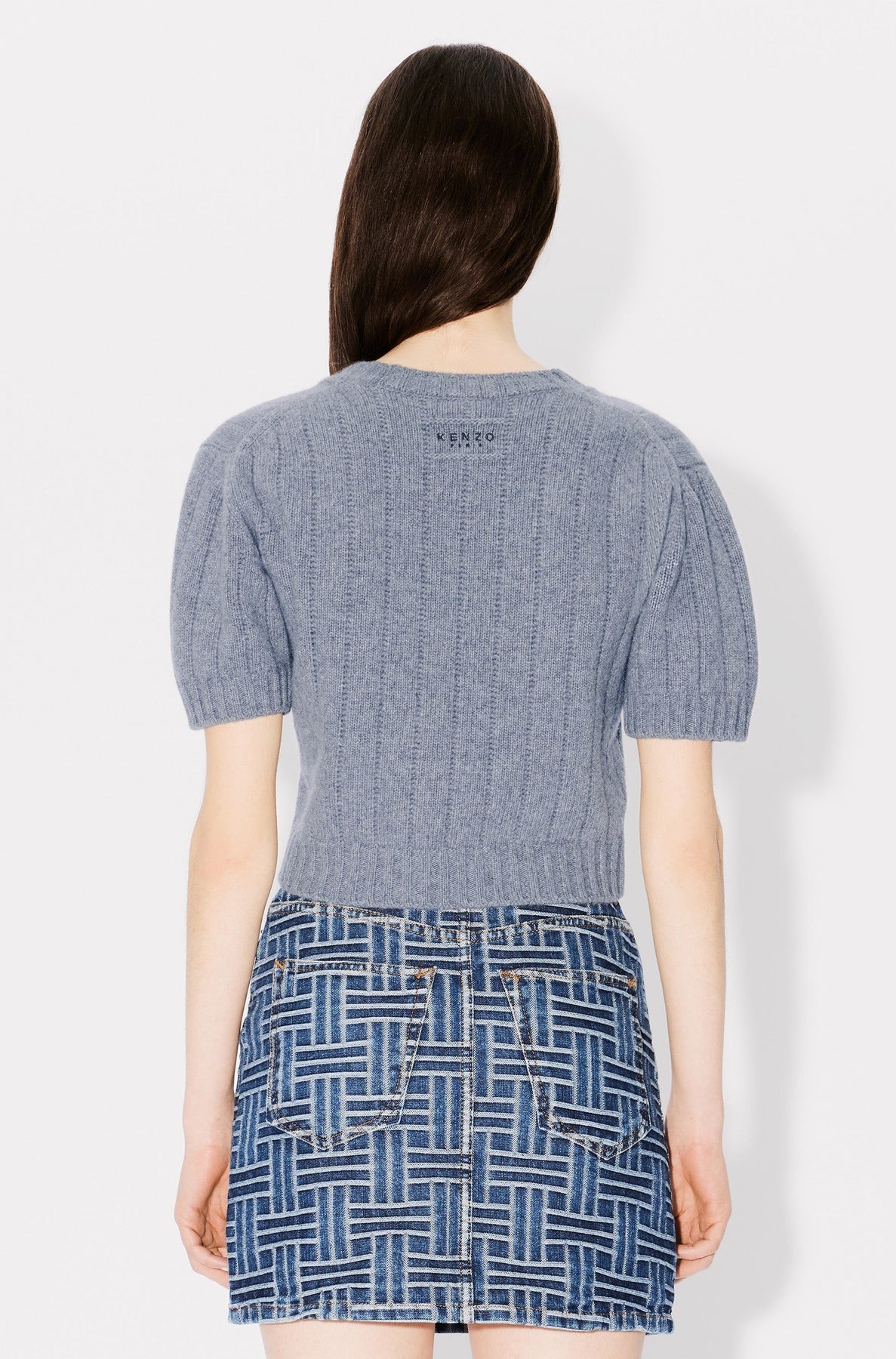 Wool embroidered ribbed jumper - Middle Grey