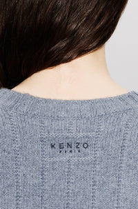 Wool embroidered ribbed jumper - Middle Grey