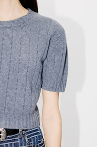 Wool embroidered ribbed jumper - Middle Grey