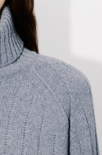 Ribbed and embroidered oversized jumper in wool - Middle Grey