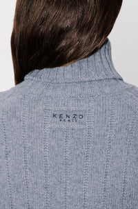 Ribbed and embroidered oversized jumper in wool - Middle Grey
